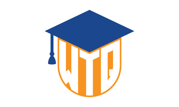 WTQ initial letter academic logo design vector template. school college logo, university logo, graduation cap logo, institute logo, educational logo, library logo, teaching logo, book shop, varsity