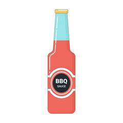 Bottle of BBQ Sauce on White Background