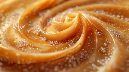 A swirl of caramel, wrapping around an invisible dessert
