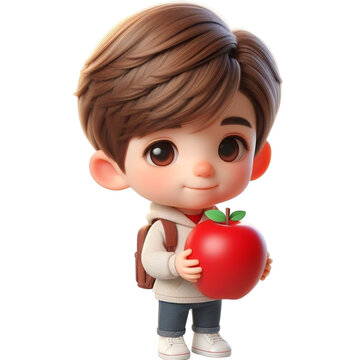 child cute holding apple