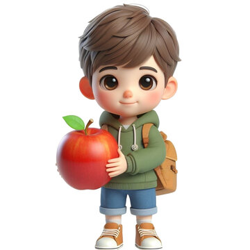 child cute holding apple
