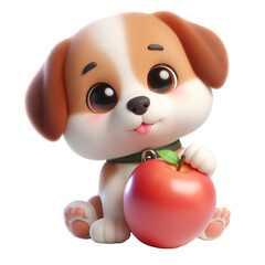 dog holding apple 3D
