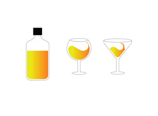 Bottle of syrup is poured in two glasses