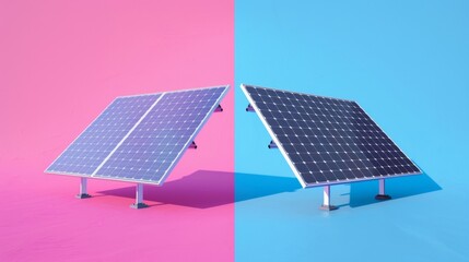 A before and after shot shows the transformation of a once useless solar panel into a newly produced and functional one. . AI generation. - obrazy, fototapety, plakaty