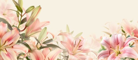 Naklejka premium Border of lovely lily blooms