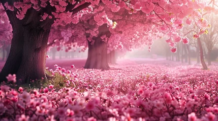 Zelfklevend Fotobehang Sakura tree cherry blossom springtime. Background concept © PrettyVectors