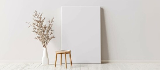 Canvas frame mockup displayed on a white background, with a clipping path included, suitable for showcasing paintings and photos for interior decoration purposes. - obrazy, fototapety, plakaty