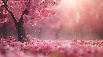 Fototapeten Sakura tree cherry blossom springtime. Background concept © PrettyVectors