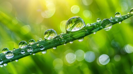 Droplets on a blade of grass  AI generated illustration