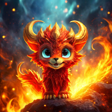 불지옥에서도 환한 미소를 보여주는 꼬마 케로베로스 (Little Keroveros Showing a Bright Smile Even in Fire Hell)