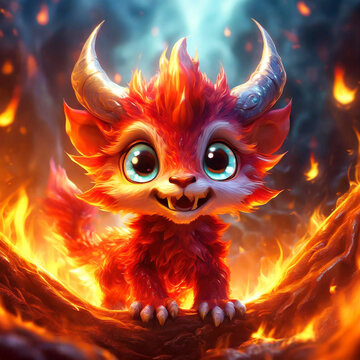 불지옥에서도 환한 미소를 보여주는 꼬마 케로베로스 (Little Keroveros Showing a Bright Smile Even in Fire Hell)