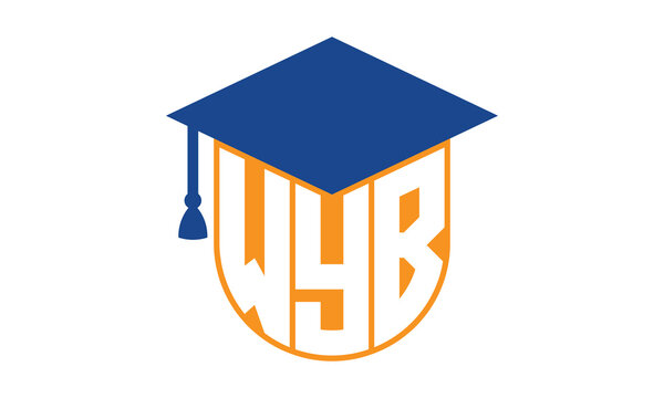 WYB initial letter academic logo design vector template. school college logo, university logo, graduation cap logo, institute logo, educational logo, library logo, teaching logo, book shop, varsity