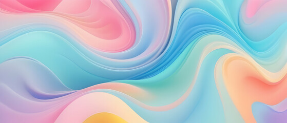 Vibrant pastel waves, colorful bright soft beauty abstract background illustration - obrazy, fototapety, plakaty