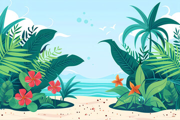 Fototapeta na wymiar Flat wind tropical plant illustration