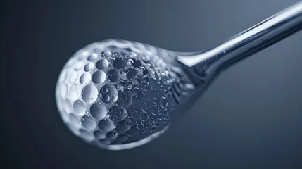 Fotobehang The delicate imprint of a golf ball on the end of a club moments before it is sent flying. © Justlight