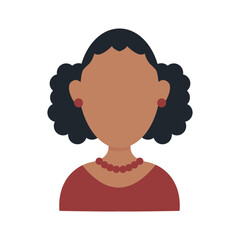 African Woman Avatar with Flat Face Design. Isolated on White Background. Vector Illustration