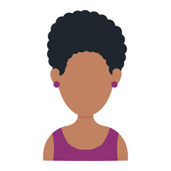 African Woman Avatar with Flat Face Design. Isolated on White Background. Vector Illustration