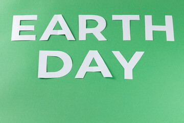 Earth Day Text on Green Background, Concept of Environment World Earth Day