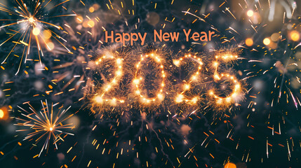 Celebrate the new year with colorful fireworks lighting up the night sky in joy and excitement as 2013 arrives - obrazy, fototapety, plakaty
