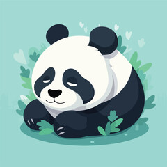 Cute Panda Bear Sleep. Vector illustration flat des