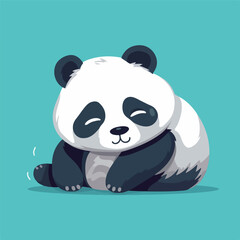 Cute Panda Bear Sleep. Vector illustration flat des