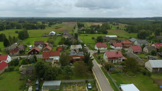 Beautiful Panorama Houses Skorkowice Aerial View Poland