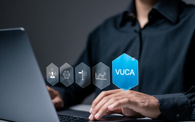 VUCA concept Volatility, Uncertainty, Complexity, Ambiguity. Strategic management, Rapid changes in...