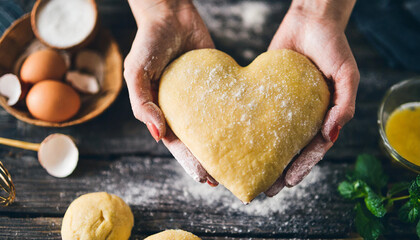  hands holding heart-shaped bakery goods, symbolizing love and passion in food photography
