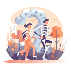 Healthy bone and osteoporosis. Vector illustration