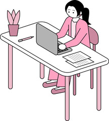 デスクで仕事をする女性