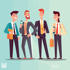 Illustration of business people meeting. Vector fla