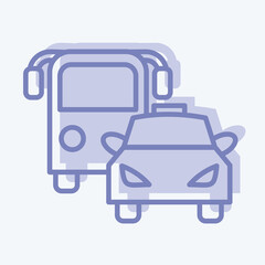 Icon Bus and Car. suitable for Automotive symbol. two tone style. simple design editable. design template vector. simple illustration