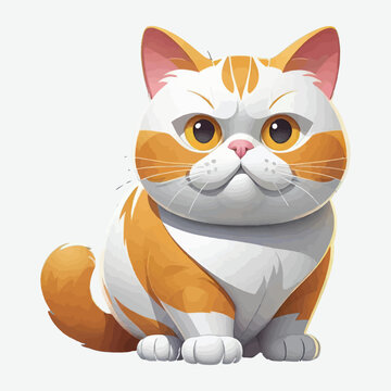 vector isolated of cute fat orange cat, clipart