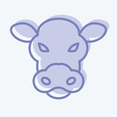 Icon Cow. related to Animal Head symbol. two tone style. simple design editable. simple illustration. cute. education