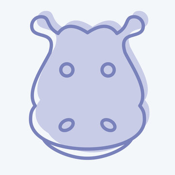 Icon Hippopotamus. related to Animal Head symbol. two tone style. simple design editable. simple illustration. cute. education