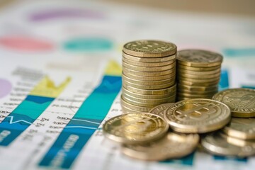 Bitcoin coin stacks on finance charts