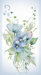 Template with flowers and leaves for invitation or postcard