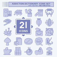 Icon Set Addiction Dictionary. related to Addiction symbol. two tone style. simple design editable. simple illustration