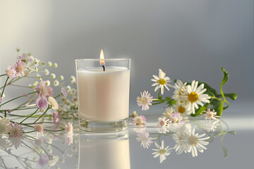 Isolated burning scented candle