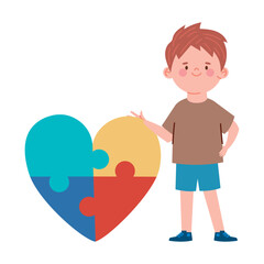 autism boy and heart
