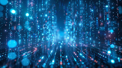 Futuristic big data information technology. Digital matrix background. High speed of light. Dynamic visualization.