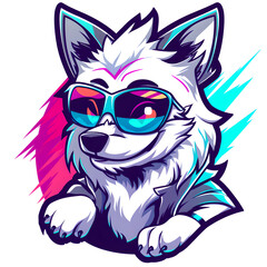 Furry logo, t-shirt design, Sticker design, Icon, with a white background