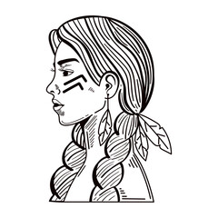 native american girl isolated