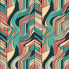 Seamless geometric pattern of colored lines cartoon