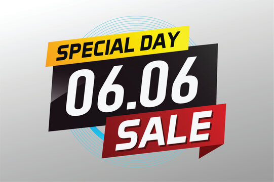 6.6 Special day sale word concept vector illustration with ribbon and 3d style for use landing page, template, ui, web, mobile app, poster, banner, flyer, background, gift card, coupon

