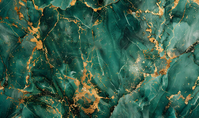 natural emerald green,gold marble texture pattern, Generative AI