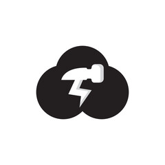 cloud flash hammer logo design icon.