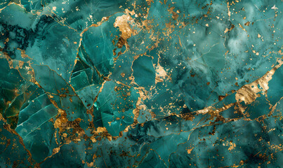 natural emerald green,gold marble texture pattern, Generative AI - obrazy, fototapety, plakaty