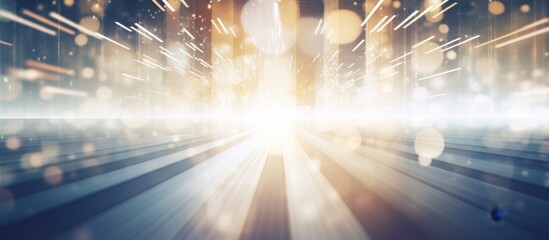 An atmospheric phenomenon creates a blurry image of light shining through the middle of a tunnel, illuminating the road and surrounding plant life