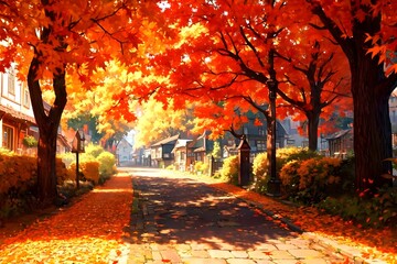 Fototapeta premium Falling Leaves, Rising Hearts , 떨어지는 낙엽, 떠오르는 마음